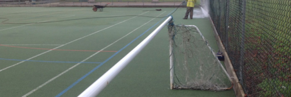 Carrying out maintenance on a polymeric MUGA